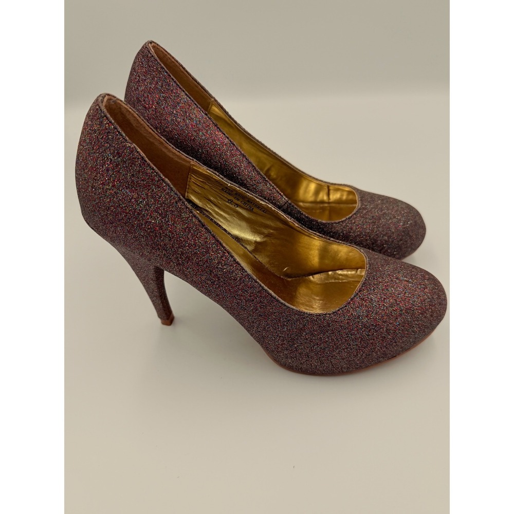 Bumper Rainbow Glitter Platform Pumps Stiletto Heels MultiColor WAKE02A Size 6.5